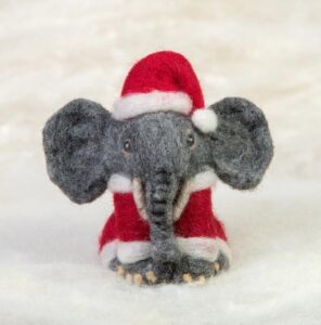 Elephant in Santa Suit 'Felti' - Peruvian handmade felted animals